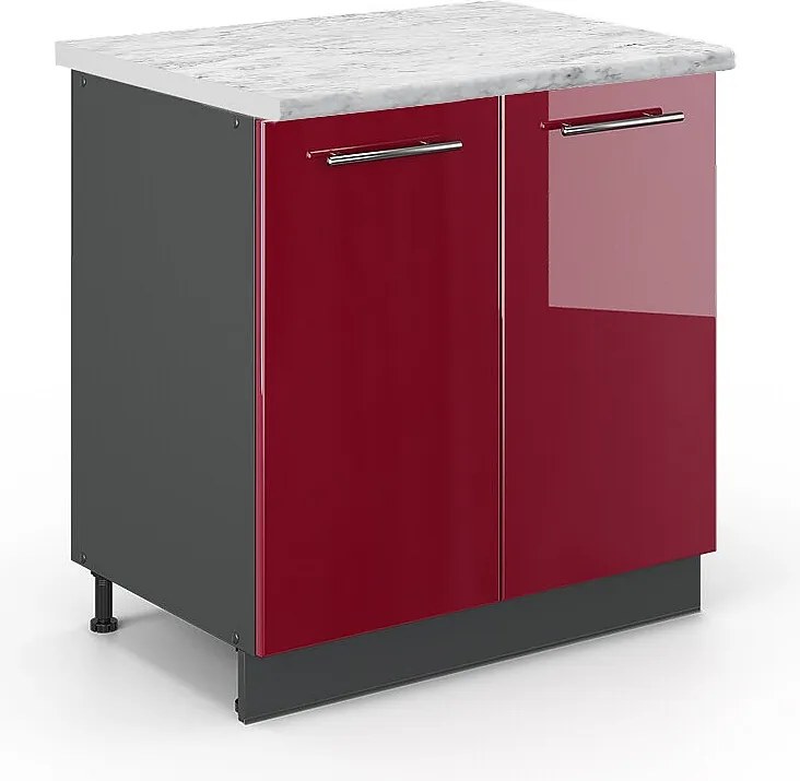 Szafka pod zlew bordowa czerwień wysoki połysk 80x60x82 fame-line