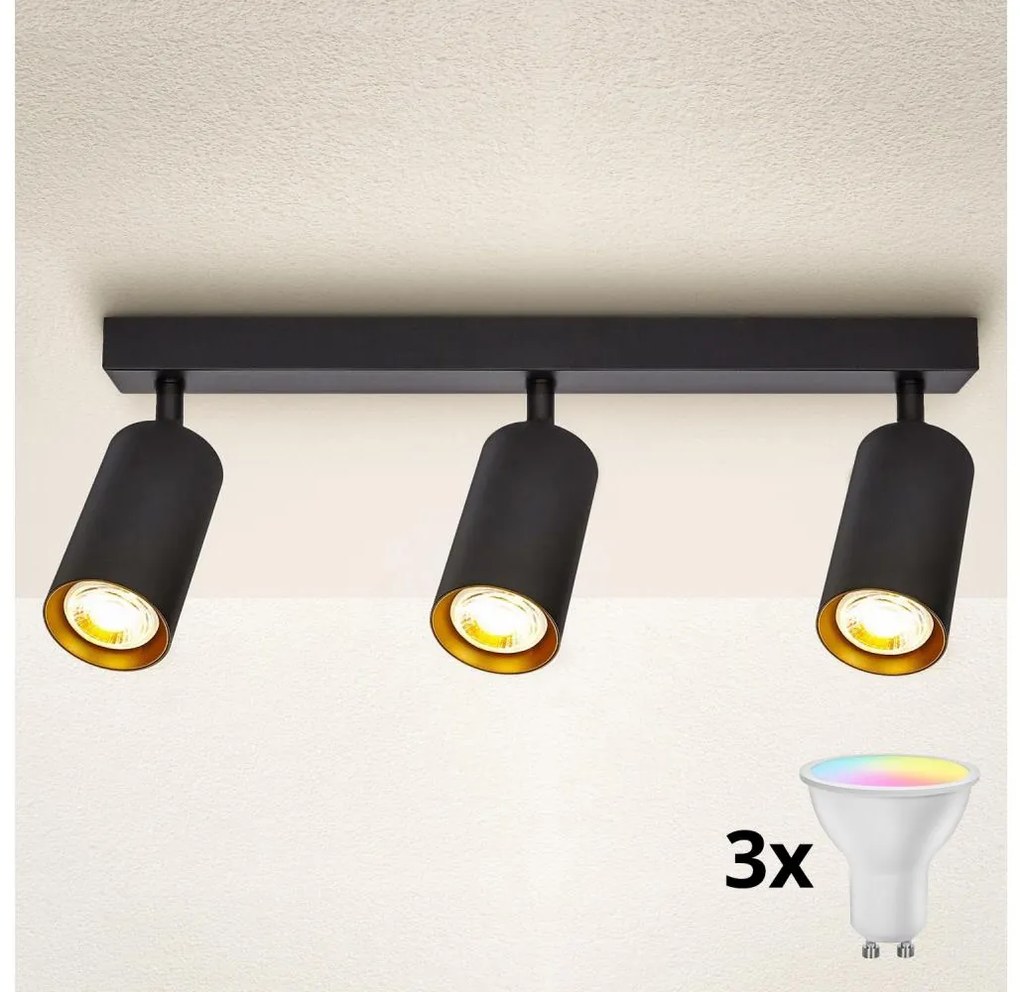 Brilagi - LED ściemnialna oprawa punktowa SELE 3xGU10/6,5W/230V czarna/złota