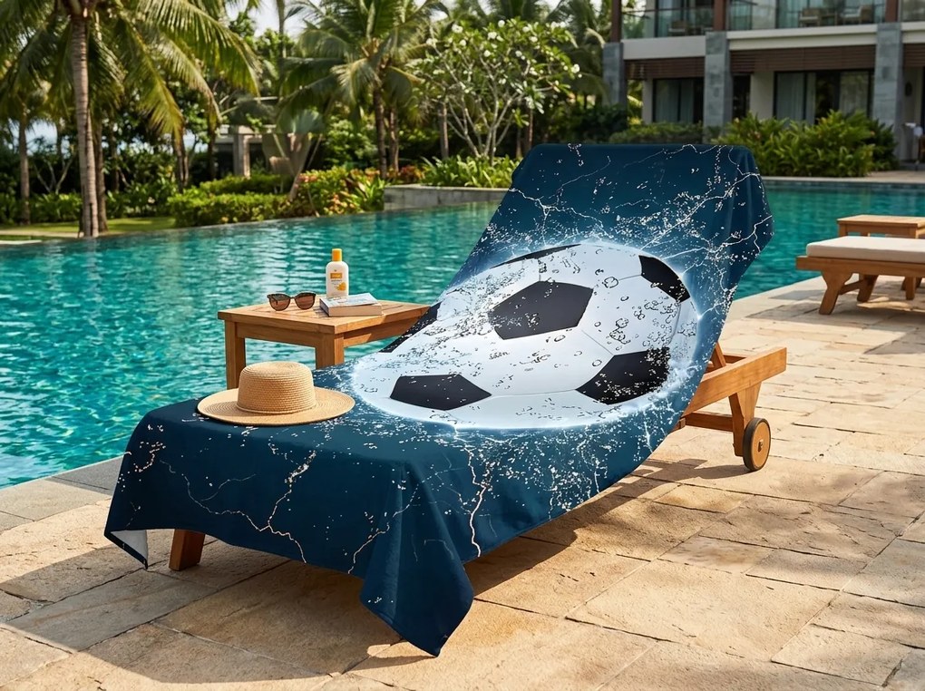 Szybkoschnący XXL ręcznik plażowy GOALIX niebiesko-biały 150 x 210 cm, 100% mikrofibra
