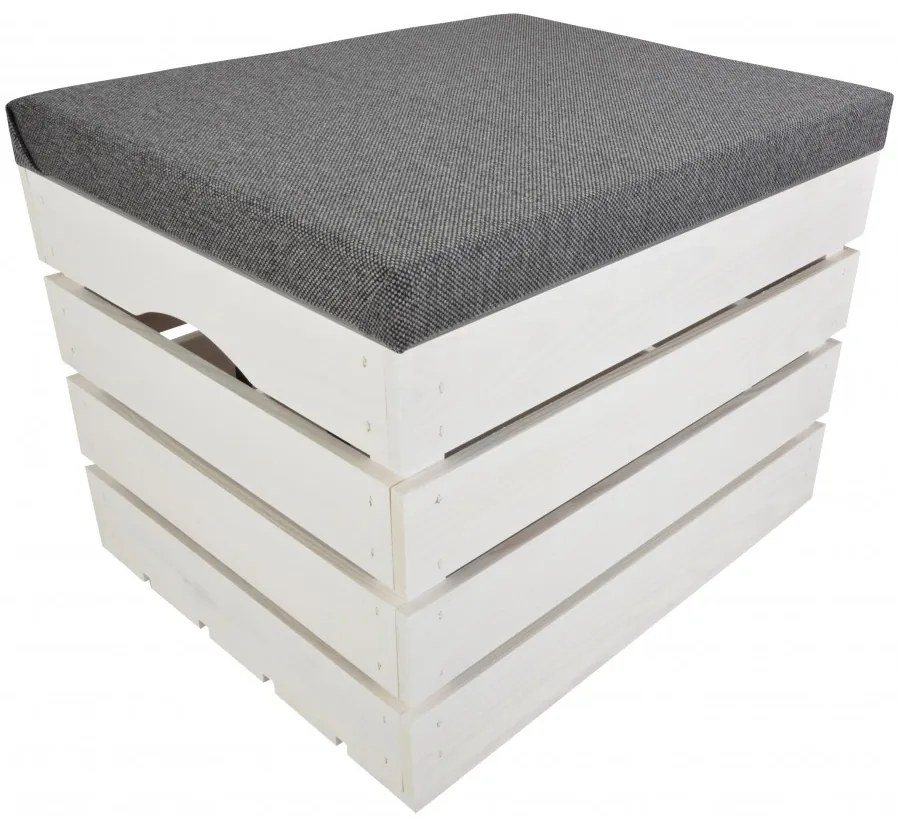 Pufa kufer skrzynia drewniana sosnowa siedzisko 50cm malowana biała