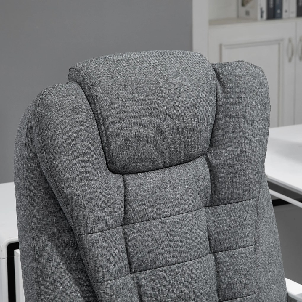 Vinsetto Fotel biurowy z podnóżkiem szary tkanina lniana wygodny regulowany ergonomiczny fotel do pracy | Aosom PL
