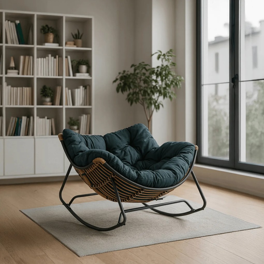 Bujany fotel ogrodowy z poduszką Elton, zielony