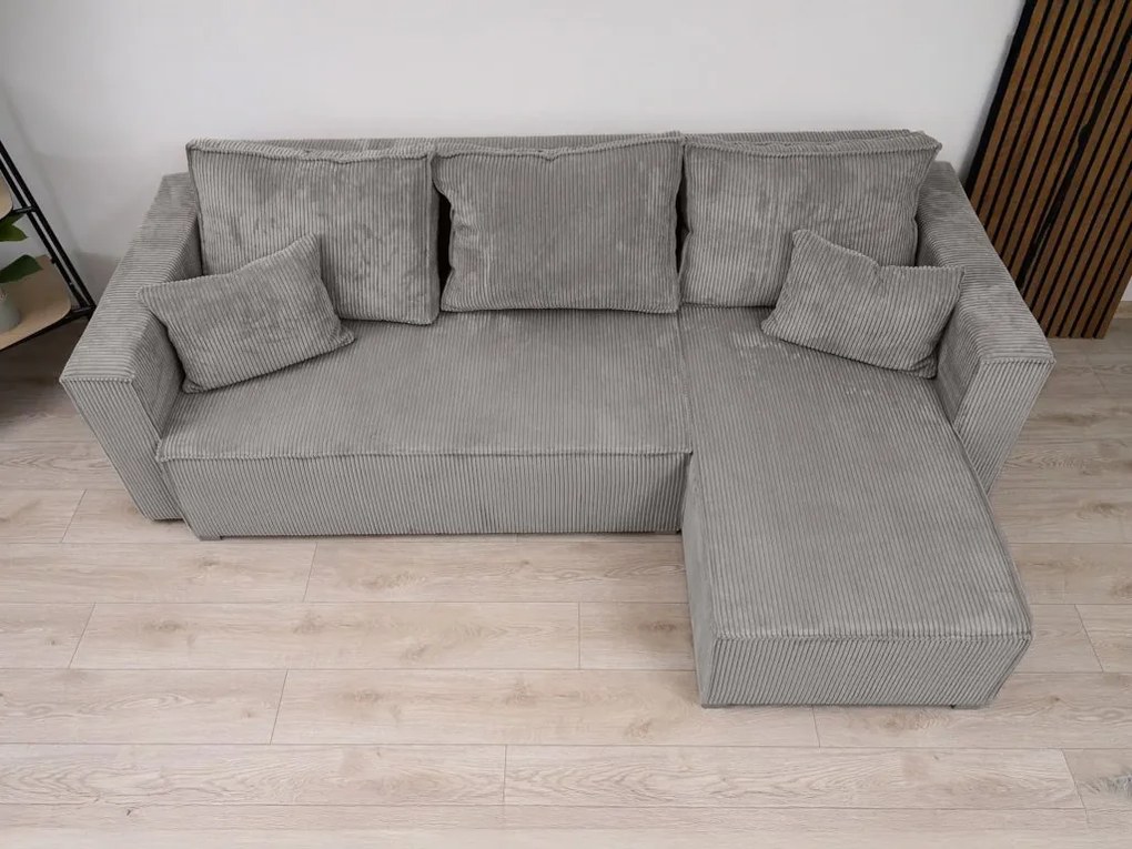 Rozkładana narożna sofa SMART COSARO jasno-szara, dwustronna + 2 poduszki GRATIS