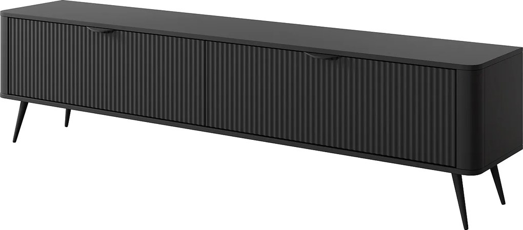 Szafka RTV: 2 drzwi, szafka: czarna, 200 x 51,2 x 38 cm