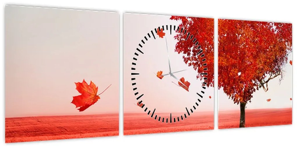 Obraz - Drzewo miłości (z zegarem) (90x30 cm)