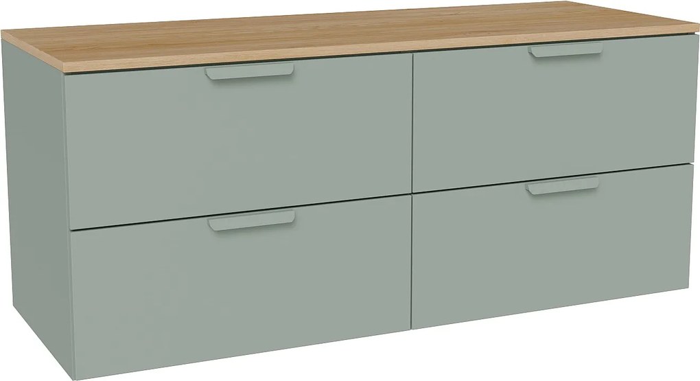 Wisząca szafka pod umywalkę z blatem - Migdałowa zieleń - szer. 120 cm AVORELI