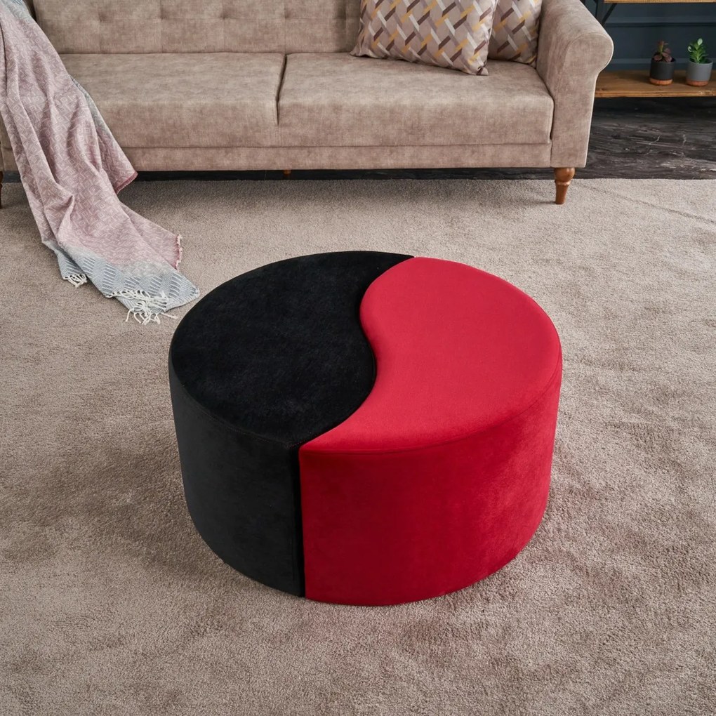 Taboret  Alis Puf Red and Black