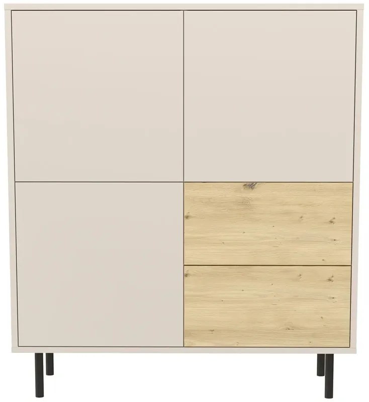 Komoda na nóżkach z 2 szufladami kaszmir + dąb artisan M8-M01