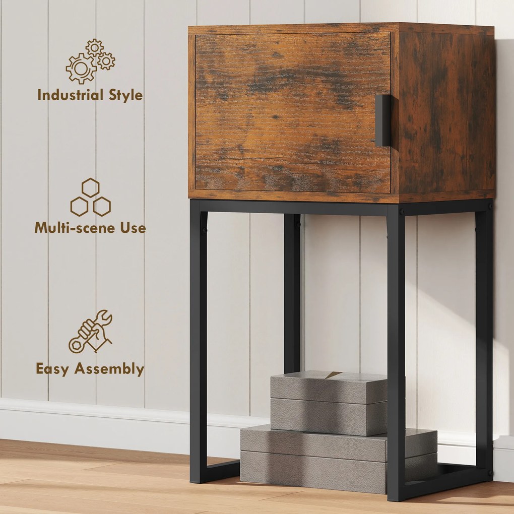 HOMCOM Wąski stolik konsolowy, szafka, design industrialny, salon przedpokój, 40x30x76cm, Rustykalny-Brąz