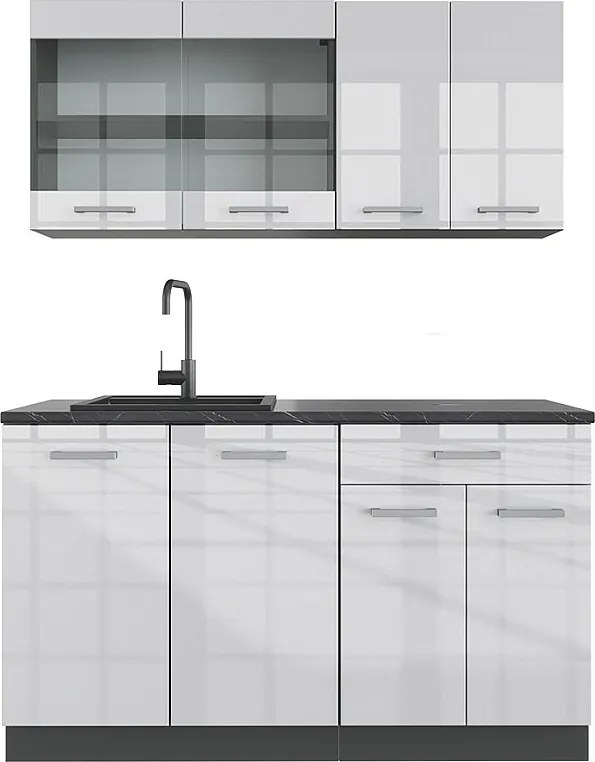 Pojedyncza kuchnia biały wysoki połysk/antracyt 140x60x81.6 r-line