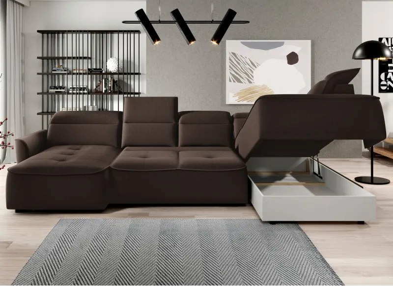 Narożnik MURILLO XL z elektryczną regulacją siedziska Prawostronny w tkaninie VOUGE 06 WERSAL