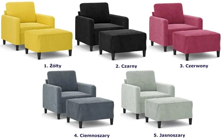 Czerwony tapicerowany wypoczynkowy fotel z podnóżkiem M3-N47