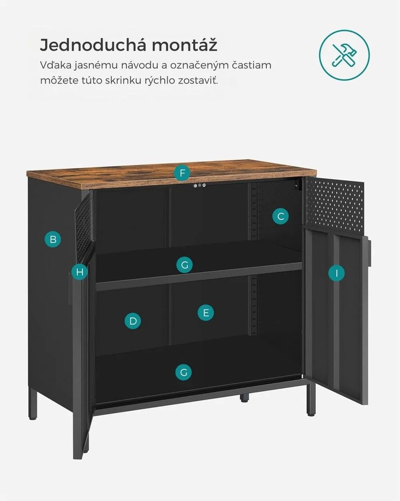Metalowa szafka BRIX, 76x80x40cm, brązowy/czarny SongmicsHome