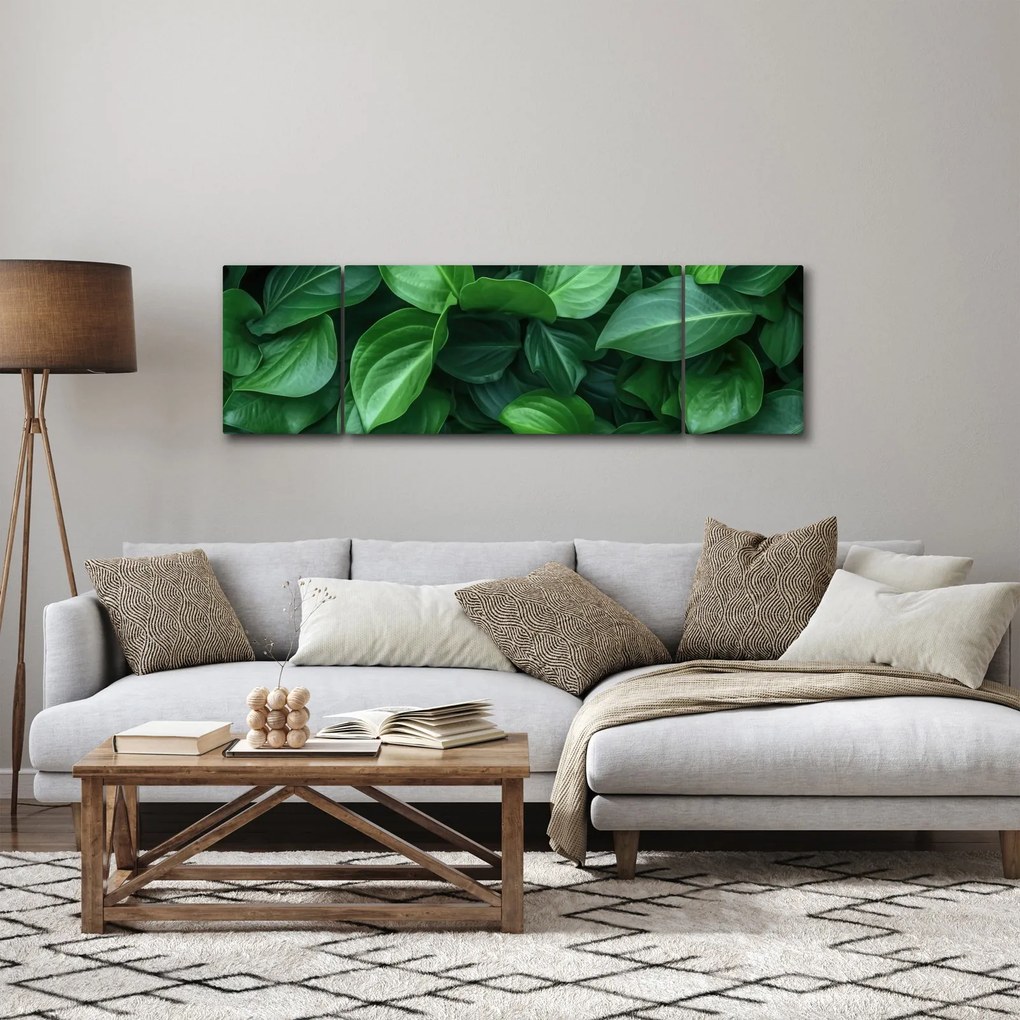 Obraz - Zielone liście (170x50 cm)