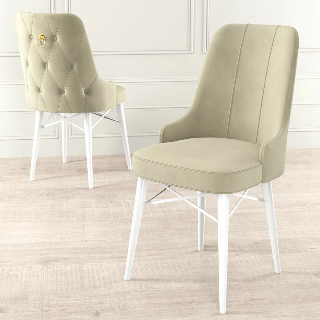 Zestaw krzeseł do jadalni Pare Cream and White, 6szt.