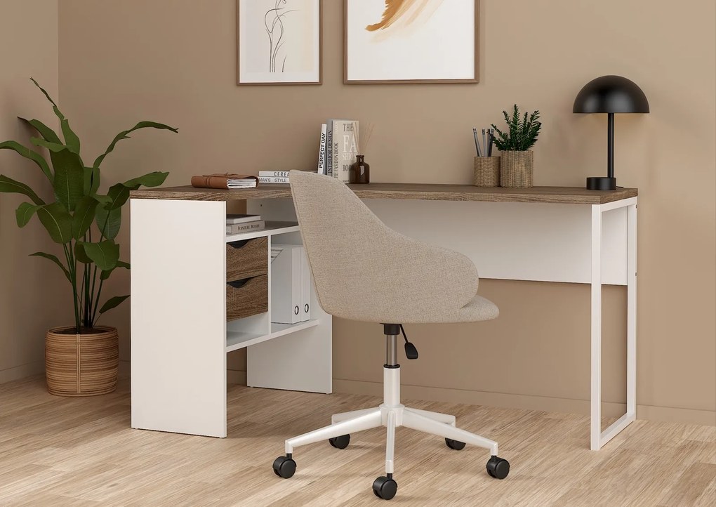 Biurko narożne Function 118 biały/dąb truflowy