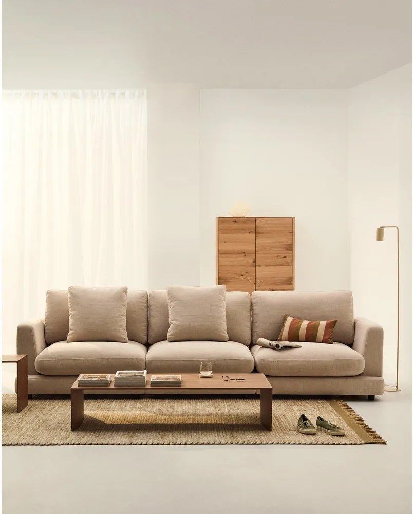 Beżowa sofa z tkaniny szenilowej 300 cm Gala – Kave Home