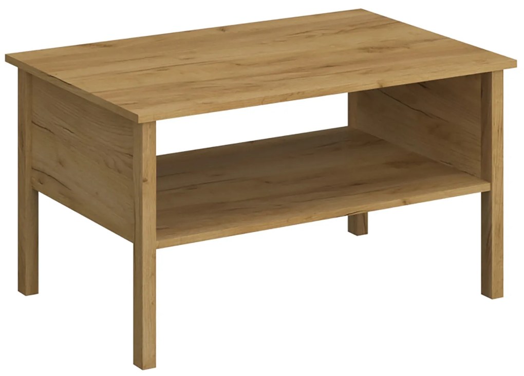 Ława Drewniana do Salonu DALE 90 cm Dąb craft złoty Klasyczna