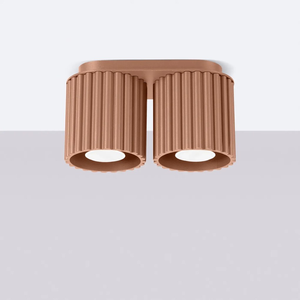 Plafon dwupunktowy AURA 2 mocca GU10 ryflowany SOLLUX LIGHTING