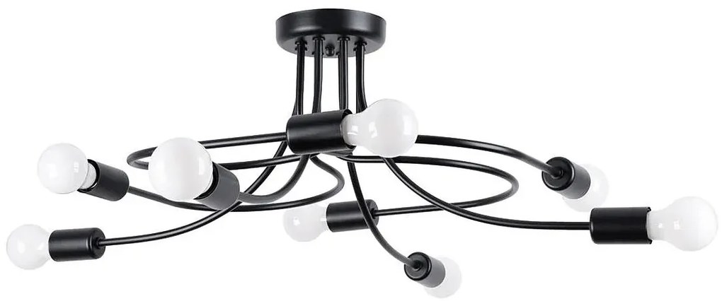 Czarna ośmioramienna designerska lampa sufitowa - A637-Ewiltons
