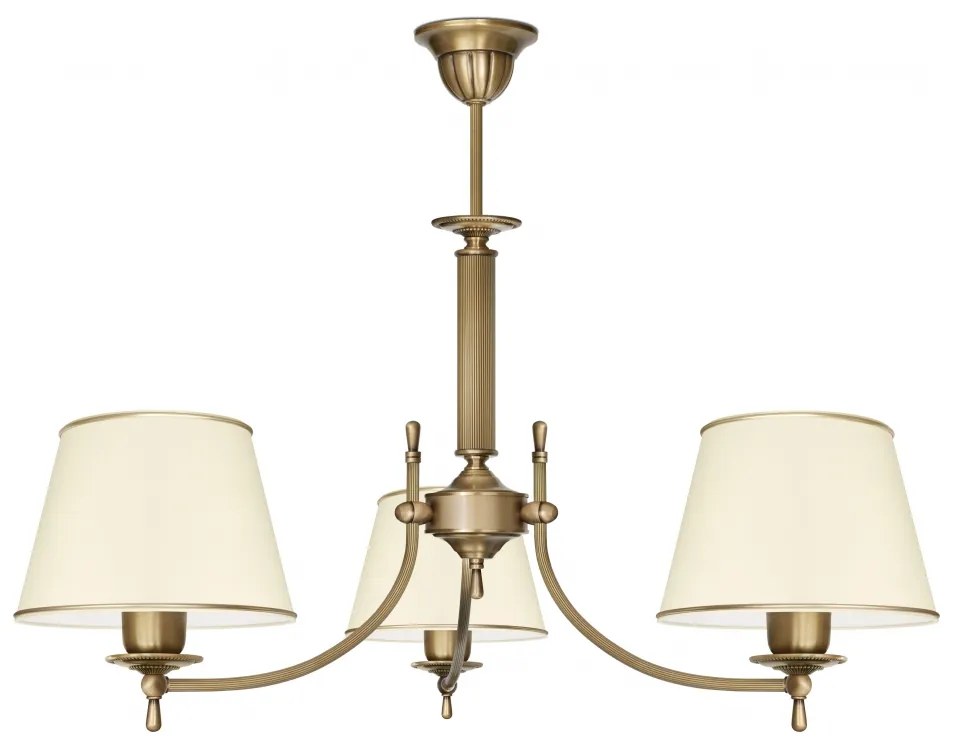 Mosiężny żyrandol z abażurami L-S3A
