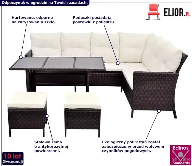 Zestaw brązowych mebli ogrodowych - Cintro