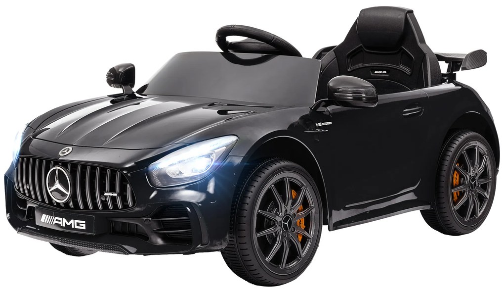 AIYAPLAY Elektryczny samochód dla dzieci Mercedes, 3-5 km/h, pilot, światła i muzyka, Czarny