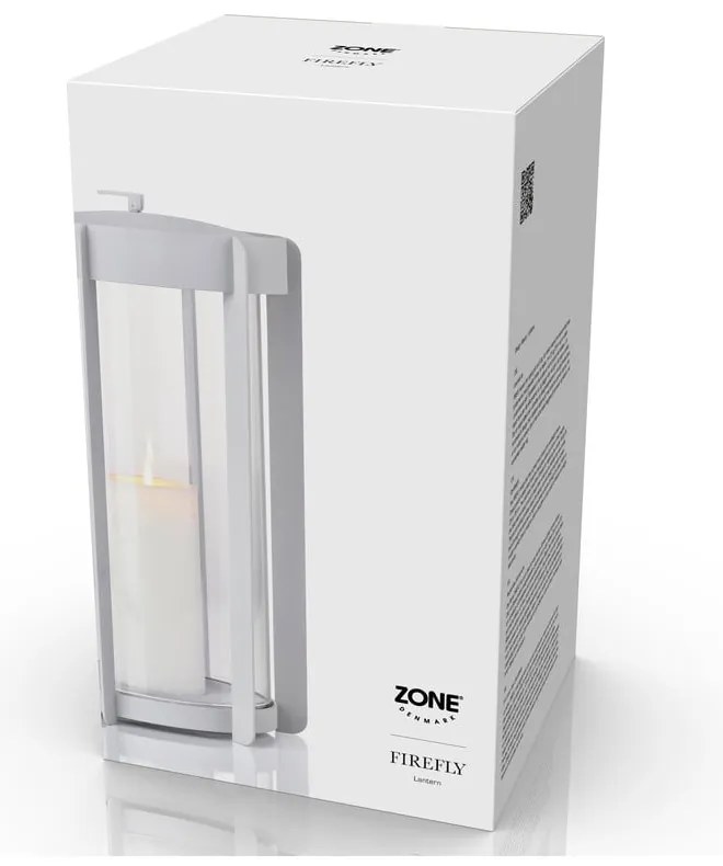 Jasnoszary lampion LED na USB (wysokość 35 cm) Firefly – Zone