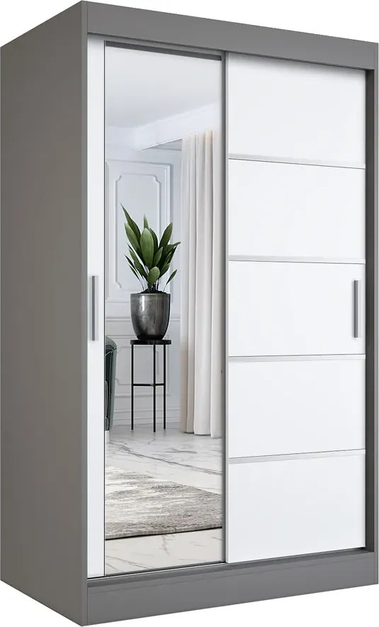 Szafa przesuwna 120 cm antracyt + biały N3-C86
