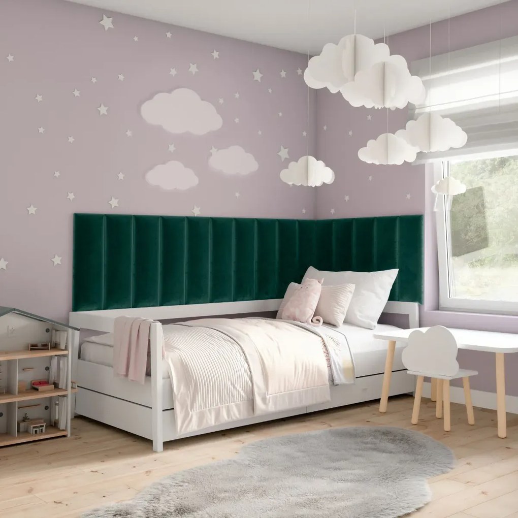 Zestaw 15 paneli tapicerowanych QUADRATTA 210x60 zielony ELTAP