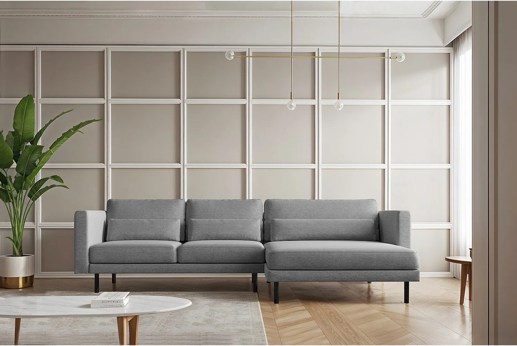 Narożnik w kształcie L Dani L, tkanina Verita, Stalowy, Prawy