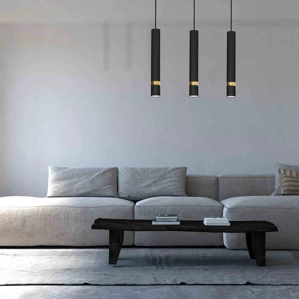 Lampa wisząca czarna, JOKER BLACK/GOLD 3xGU10