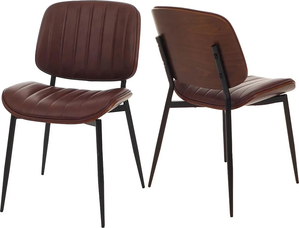 Krzesło do jadalni MCW-O44 (zestaw 2 sztuk),  orzechowy wygląd, vintage brązowy