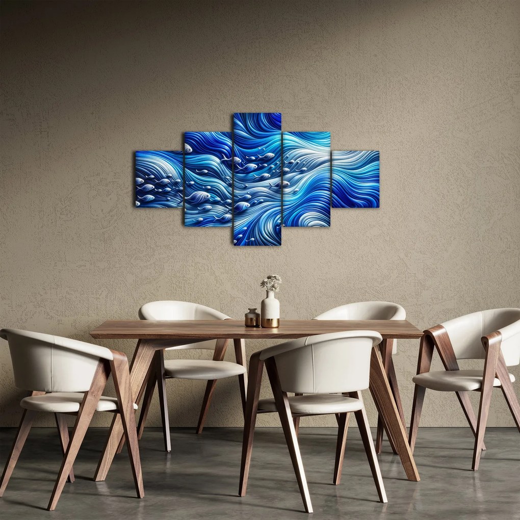 Obraz – Ryby w falach (125x70 cm)