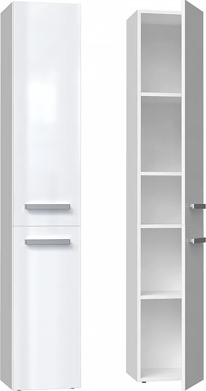 Słupek łazienkowy Nel II |  Biały Połysk | 31x30x174 cm| Regał Łazienkowy