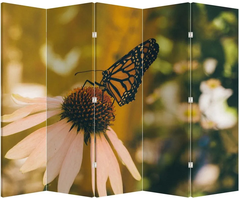 Parawan - Motyl na kwiatku (210x170 cm)