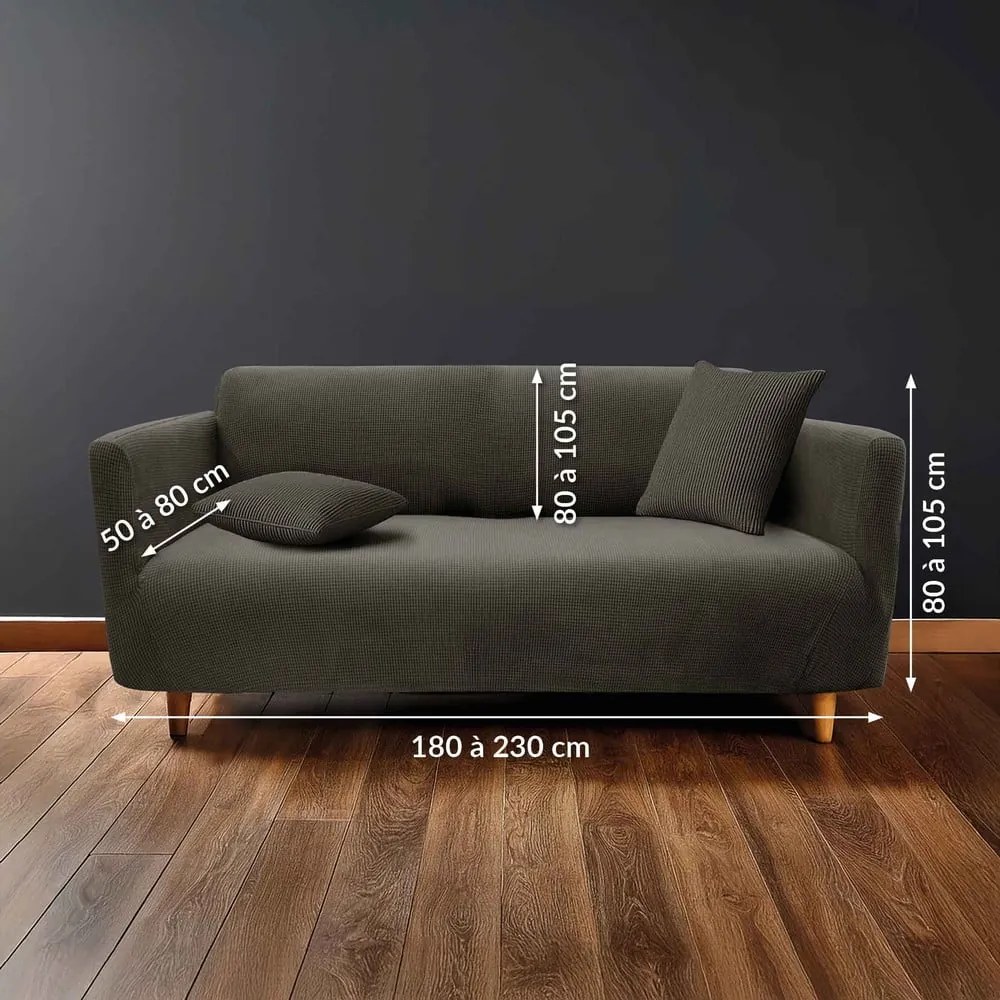 Antracytowy elastyczny pokrowiec na sofę 3-osobowy Sacha – douceur d'intérieur