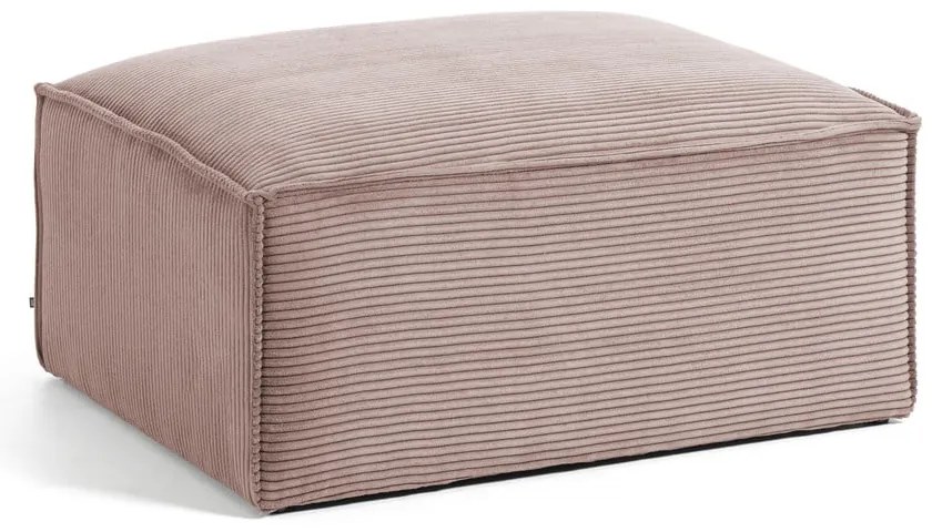 Różowy sztruksowy podnóżek Kave Home Blok