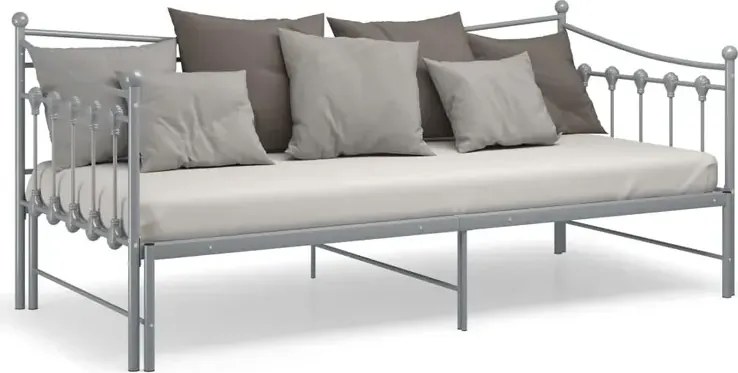 Szare rozkładane łóżko metalowe 90x200 cm H1-N77