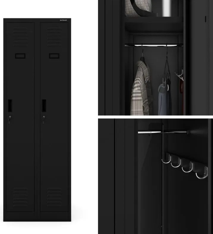 Dwudrzwiowa szafa BHP wąska 60x50x180 cm Kacper 2, czarna