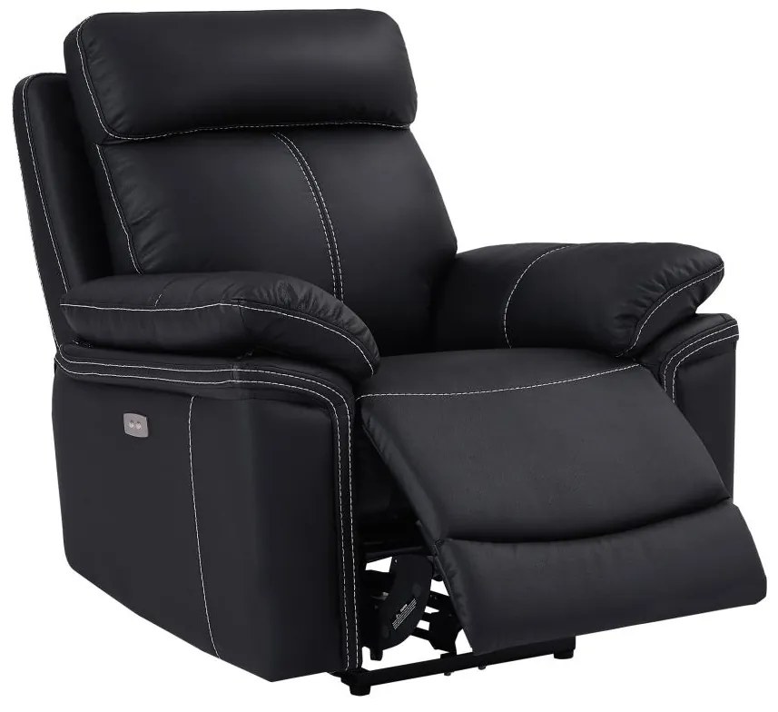 Fotel ISIRIS ze skóry, z elektryczną funkcją relaksu – kolor czarny