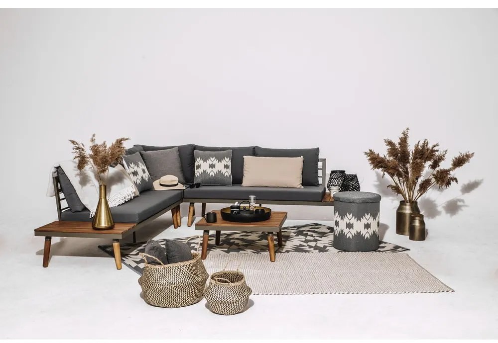 Szara sofa ogrodowa z konstrukcją z drewna akacji Bonami Selection Lustio