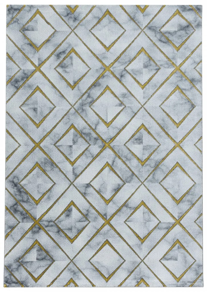 Dywan ekskluzywny Naxos romby szaro-złoty 140 cm x 200 cm