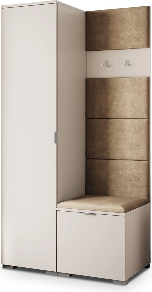 Masseno Garderoba LORI 95/181/51 cm Nowoczesna Szafa do Przedpokoju Kaszmir, MONOLITH 09 (Beżowy)