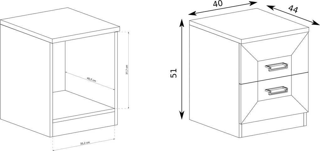Szafka Nocna 169 UDINE 40 cm Stolik Nocny do Sypialni