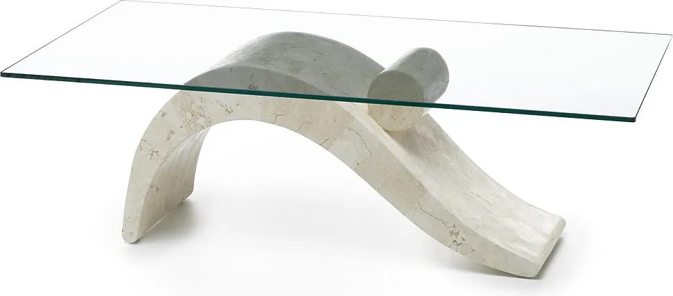 Dove - Stolik kawowy (120 x 70 x 40 - Przezroczysty) ze szkła hartowanego w kolorze beżowym