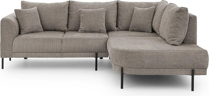 Szarobrązowy narożnik z tkaniny szenilowej (prawostronny/w kształcie litery L) Mauris – Ropez