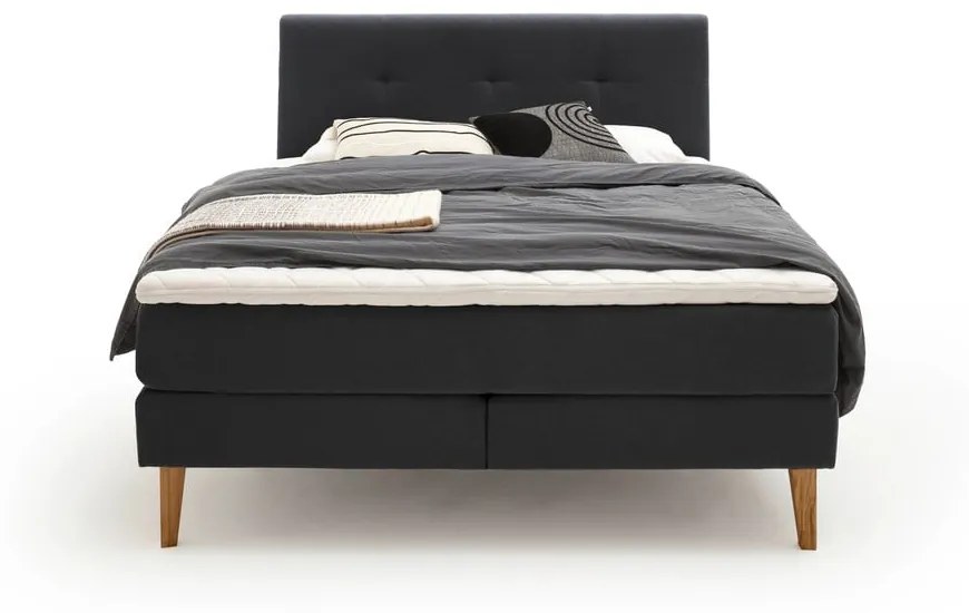 Antracytowe łóżko boxspring 180x200 cm Stockholm – Meise Möbel