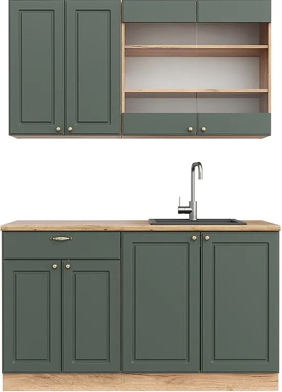 Pojedyncza kuchnia green-gold country/gold power oak 140x60x81.6 fame-line