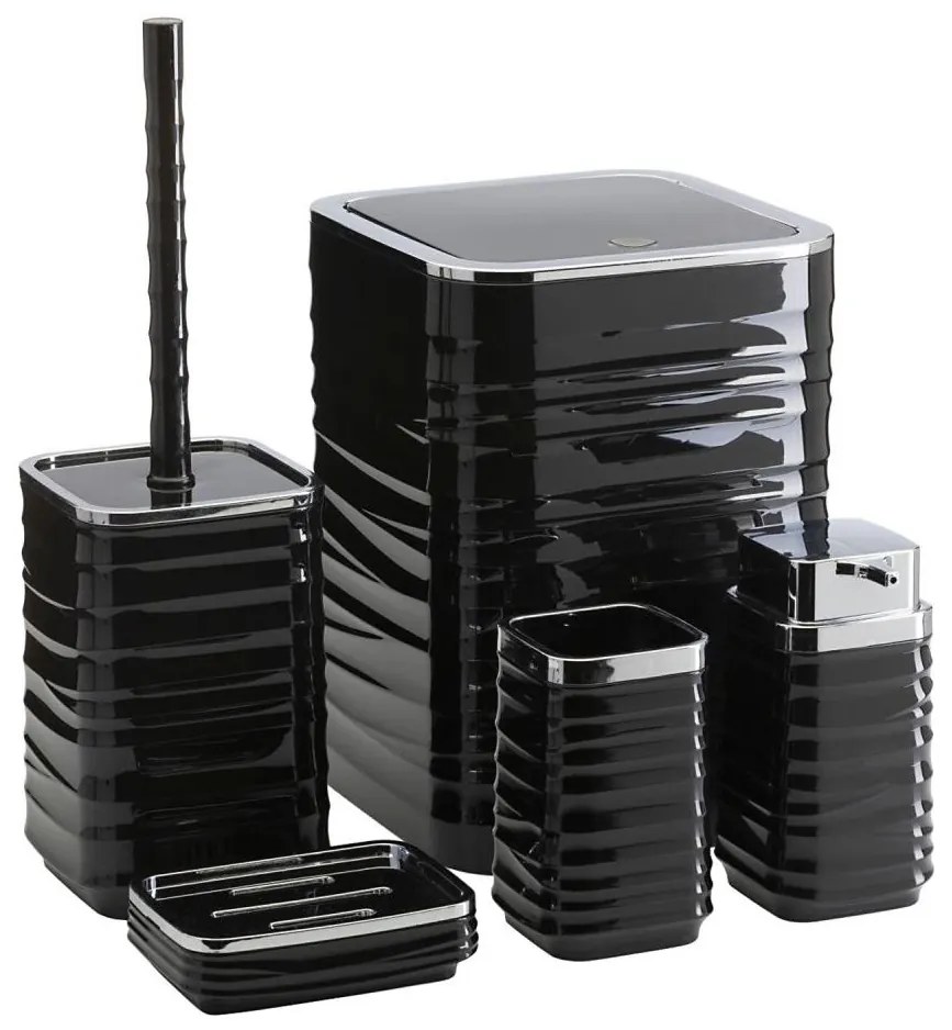 Zestaw łazienkowy WAVE 5 szt czarny/chrom